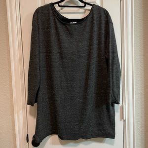 H&M marled black, tunic sweatshirt, L